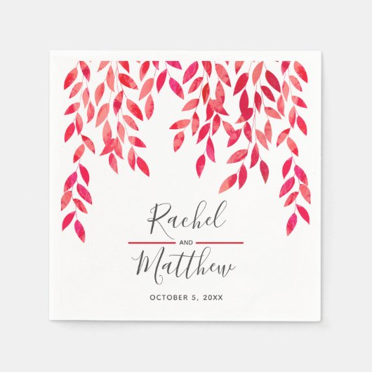 Hot roze Waterverf wijnstokken bruiloft Servet (Voorkant)