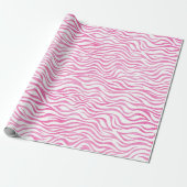 Hot-roze Waterverf Zebra afdrukken Cadeaupapier (Uitgerold)