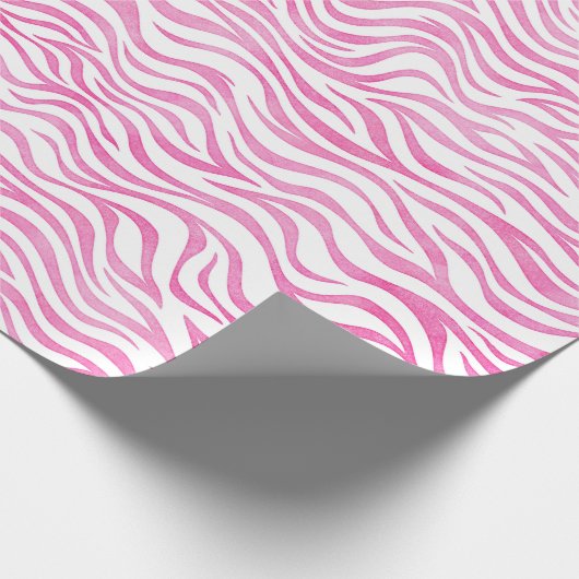 Hot-roze Waterverf Zebra afdrukken Cadeaupapier (Hoek)