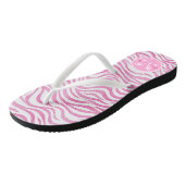 Hot-roze Waterverf Zebra afdrukken | Gepersonalise Teenslippers (Schuin)