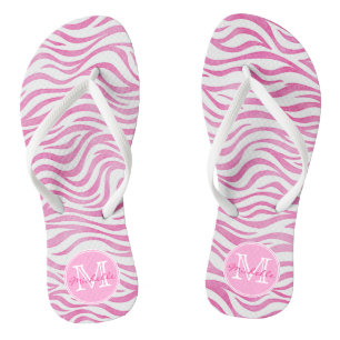 Hot-roze Waterverf Zebra afdrukken   Gepersonalise Teenslippers