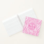 Hot-roze Waterverf Zebra afdrukken | Monogram Notitieboek (Binnen)