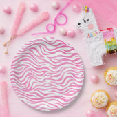 Hot-roze Waterverf Zebra afdrukken Papieren Bordje (Feest)