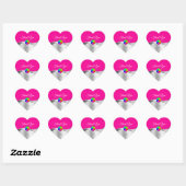 Hot Roze Wavy Zilver met Logo Monogram Bedankt Hart Sticker (Vel)
