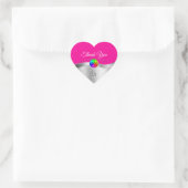 Hot Roze Wavy Zilver met Logo Monogram Bedankt Hart Sticker (Tas)