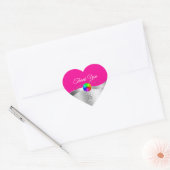 Hot Roze Wavy Zilver met Logo Monogram Bedankt Hart Sticker (Envelop)