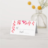 Hot-roze wijnstokken en oliage bruiloft plaatskaartje (Voorkant)