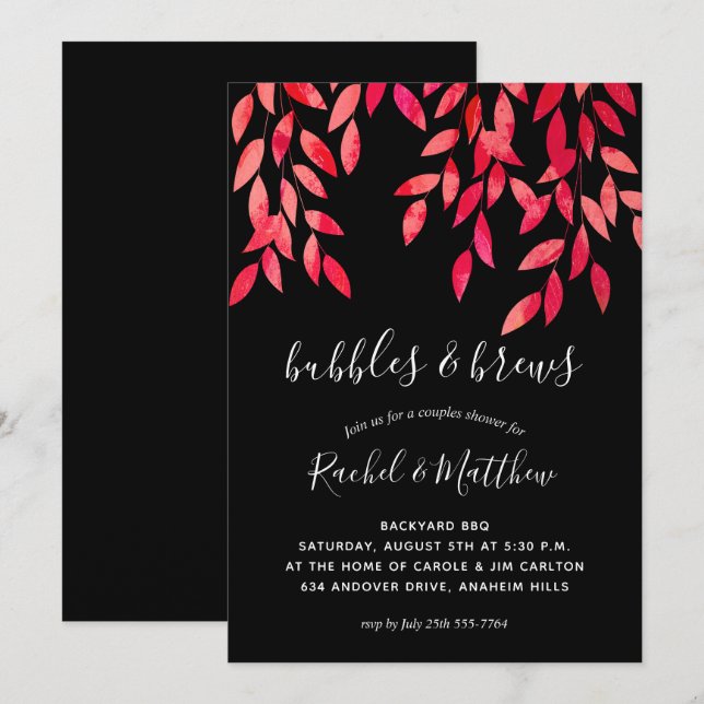 Hot-roze wijnstokken op Black Couples bruiloft Sho (Voorkant / Achterkant)