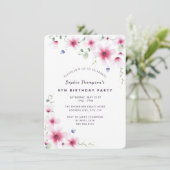 Hot-roze Wildbloemen Eenvoudige verjaardag Kaart (Staand voorkant)