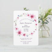 Hot-roze wilde bloemen, meisje-geboorte-partij kaart (Staand voorkant)