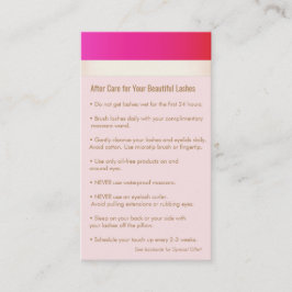 Hot roze wimper extensies nazorg doorverwijzing aanbevelingskaartje