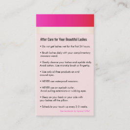 Hot roze wimper extensies nazorg doorverwijzing aanbevelingskaartje