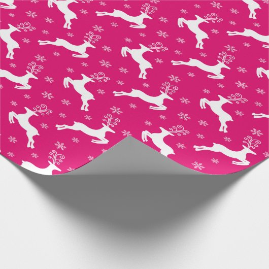 Hot-Roze winterkerstrendiertje Cadeaupapier (Hoek)