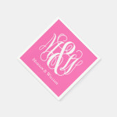 Hot Roze Wit B&G Wing Script Monogram Doe-het-zelf Servet (Hoek)