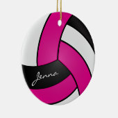 Hot-roze, wit en zwart — Volleybal 🏐 Keramisch Ornament (Rechts)