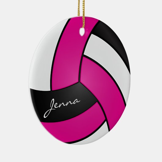 Hot-roze, wit en zwart — Volleybal 🏐 Keramisch Ornament (Rechts)
