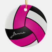 Hot-roze, wit en zwart — Volleybal 🏐 Keramisch Ornament (Voorkant)