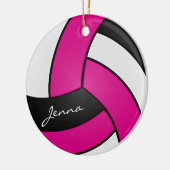 Hot-roze, wit en zwart — Volleybal 🏐 Keramisch Ornament (Links)