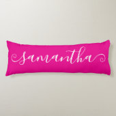 Hot Roze Wit Korte Curly Swash Handtekening Naam Lichaamskussen (Voorkant)