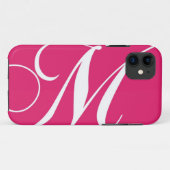 Hot-roze, wit Script-monogram M Case-Mate iPhone Case (Achterkant (horizontaal))