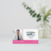 Hot roze wit uw foto & Logo professional Visitekaartje (Staand voorkant)
