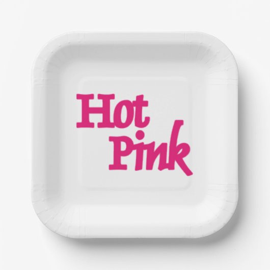 Hot Roze wit vierkant papier borden Papieren Bordje (Voorkant)