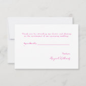 Hot Roze Witte Daisies Trouwdouche Dank u Bedankkaart (Achterkant)