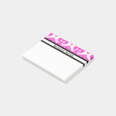 Hot-roze witte Damaspatroonpatroon, gepersonalisee Post-it® Notes (Schuin)
