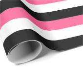Hot-roze, witte en zwarte strepen cadeaupapier (Rol Hoek)