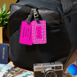 Hot-roze witte harten gepersonaliseerd bagagelabel
