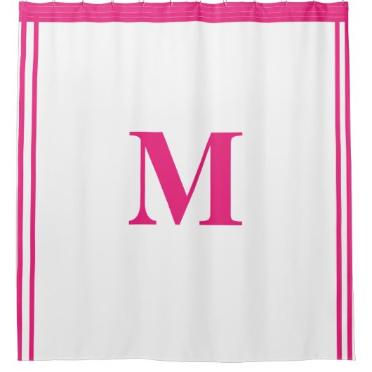 Hot-roze witte monogram Initiaal Aangepaste naam S Douchegordijn (Voorkant)