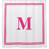 Hot-Roze Witte Monogram Initiaal Aangepaste naam s Douchegordijn (Voorkant)