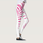 Hot-roze witte palm Bladeren Monogram Naam Meisje Leggings (Rechts)