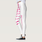 Hot-roze witte palm Bladeren Monogram Naam Meisje Leggings (Links)