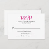 Hot-Roze witte plein Simple Weddenschap RSVP-kaart RSVP Kaartje (Voorkant / Achterkant)