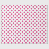 Hot-roze witte pooldots patroon cadeaupapier (Vlak)