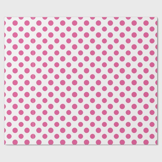 Hot-roze witte pooldots patroon cadeaupapier (Vlak)
