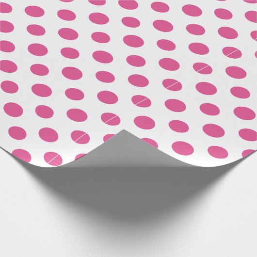 Hot-roze witte pooldots patroon cadeaupapier (Hoek)
