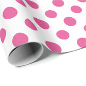 Hot-roze witte pooldots patroon cadeaupapier (Rol Hoek)