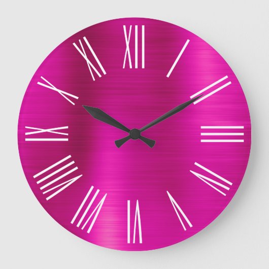 Hot-Roze witte Romeinse cijfers Grote Klok (Voorkant)