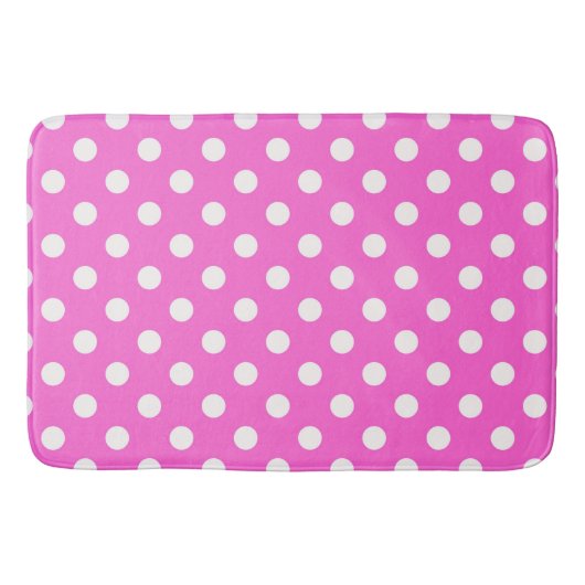 Hot Roze & Witte Stippen Stip Badmat (Voorkant)