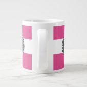 Hot-roze witte strepen patroon, koolmonogram grote koffiekop (Achterkant)