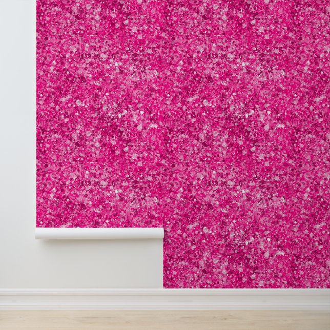Hot Roze Witte Textuur Sparkle Patroon Meisjes Behang (Applicatie)