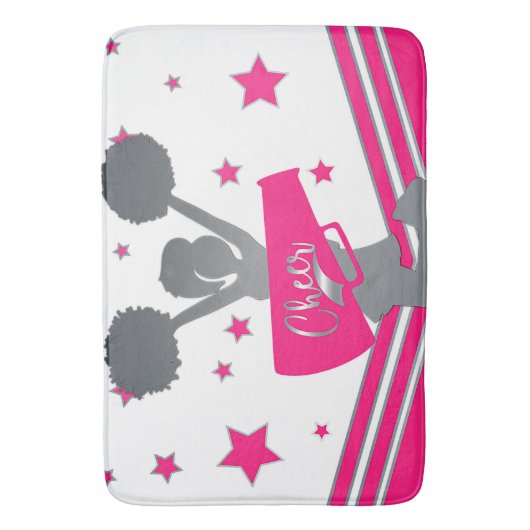 Hot-roze, witte zilver, roze, roze, roomtoonaangev badmat (Voorkant Verticaal)