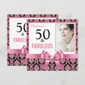 Hot-roze witte zwarte vocht 50th Birthday Kaart (Voorkant / Achterkant)