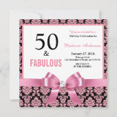 Hot-roze witte zwarte vocht 50th Birthday Kaart (Achterkant)