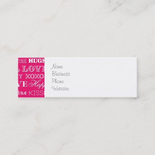 Hot-roze XOXO-liefde is mijn fijne valentijnsdag Mini Visitekaartje (Voorkant)