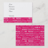 Hot-roze XOXO-liefde is mijn fijne valentijnsdag Visitekaartje (Voorkant / Achterkant)