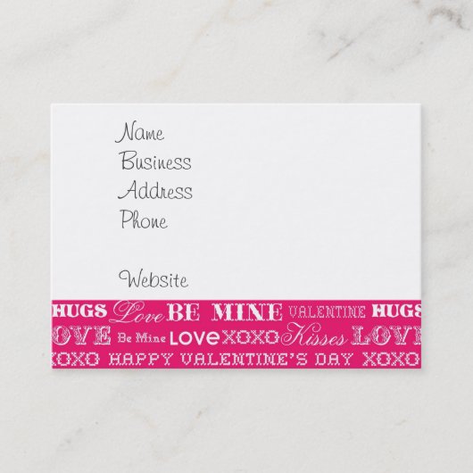 Hot-roze XOXO-liefde is mijn fijne valentijnsdag Visitekaartje (Voorkant)