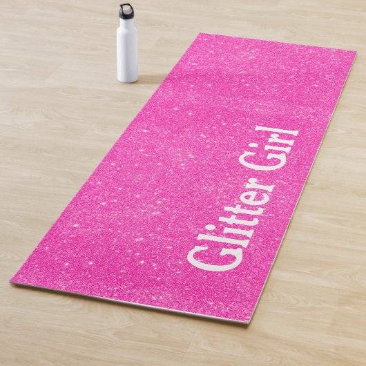 Hot Roze Yoga Glitter Meisje Aanpassen Sparkle Yogamat (In situ)